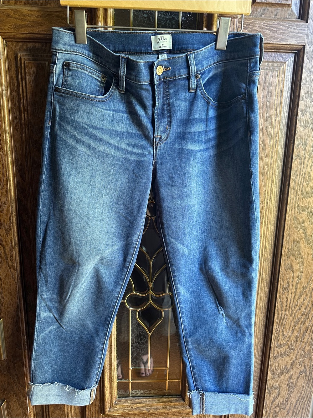 J. Crew Women's Cropped Slim Jeans in Dark Medium Blue Wash Size 30